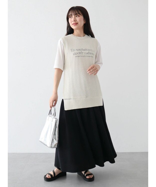 Green Parks スパンコールニットベスト Ecru