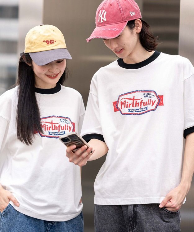 WEGO 【ユニセックス着用ITEM/MLサイズ展開】コンパクトフィットグラフィックリンガーT（SS） ホワイト