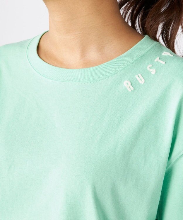 OP／FILA 【RUSTY】ニコちゃん×刺しゅう半袖Tシャツ ライトグリーン