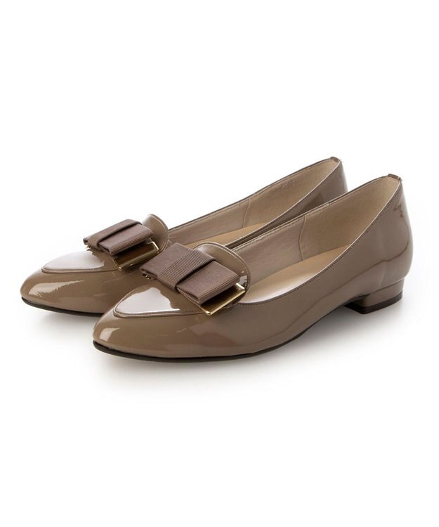 ing <ing>【WEB限定】【レイン対応】リボンモチーフフラットパンプス オーク