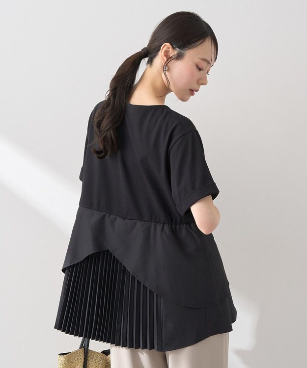 earth music&ecology 異素材バックプリーツチュニック Black