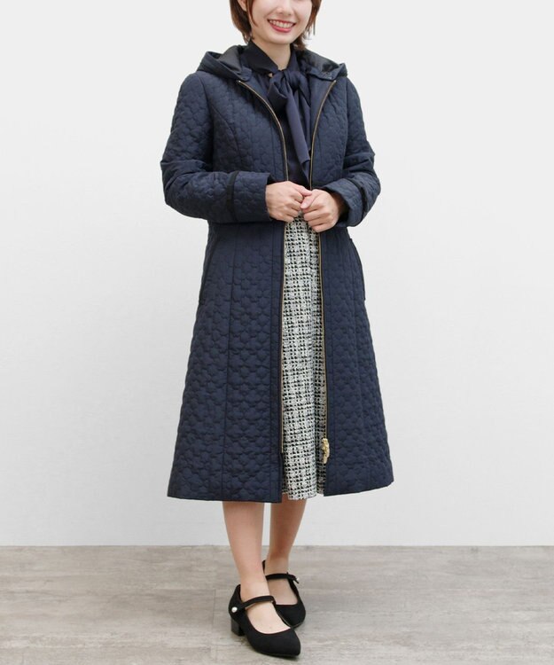 TOCCA LAURA キルティングロングコート ネイビー系