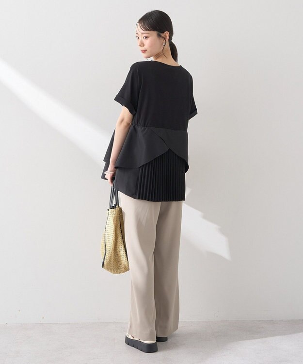 earth music&ecology 異素材バックプリーツチュニック Black