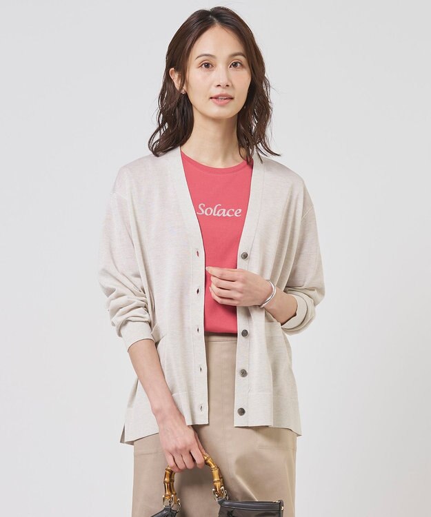 J.PRESS LADIES Vis/Pe スパーク ニット カーディガン ナチュラル系