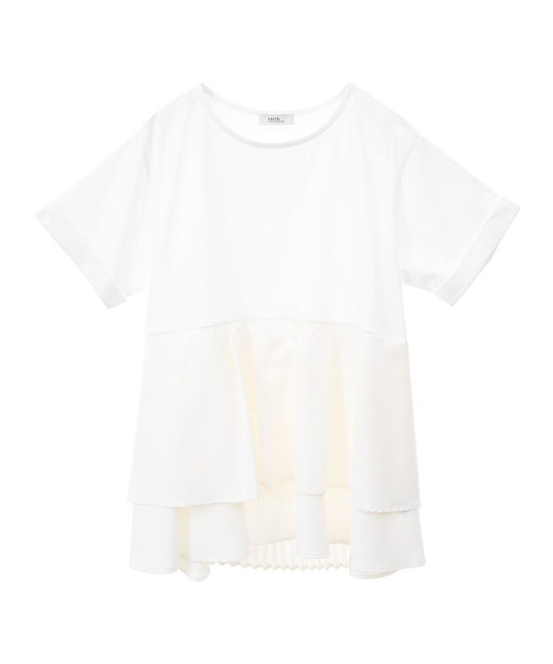 earth music&ecology 異素材バックプリーツチュニック Ivory