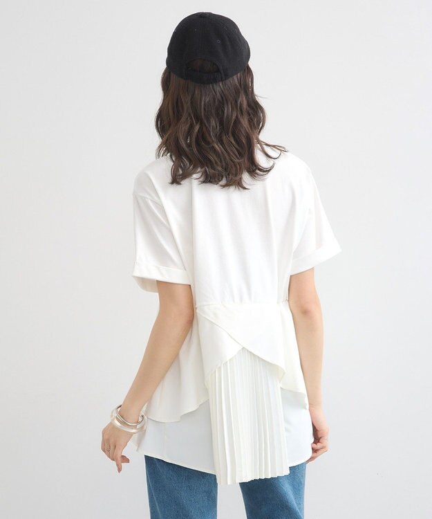 earth music&ecology 異素材バックプリーツチュニック Ivory