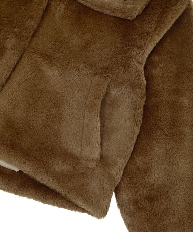 earth music&ecology ファーショートブルゾン Brown