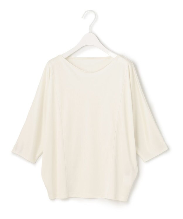 ICB 【洗える】トリアセサテンスムース 7分袖プルオーバー アイボリー系