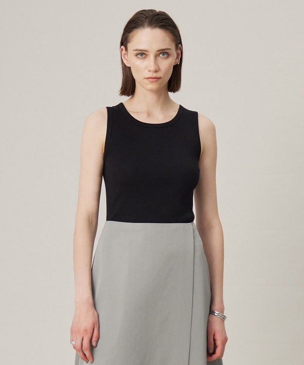 ICB 【洗える】オーガニックリブタンク カットソー ブラック系