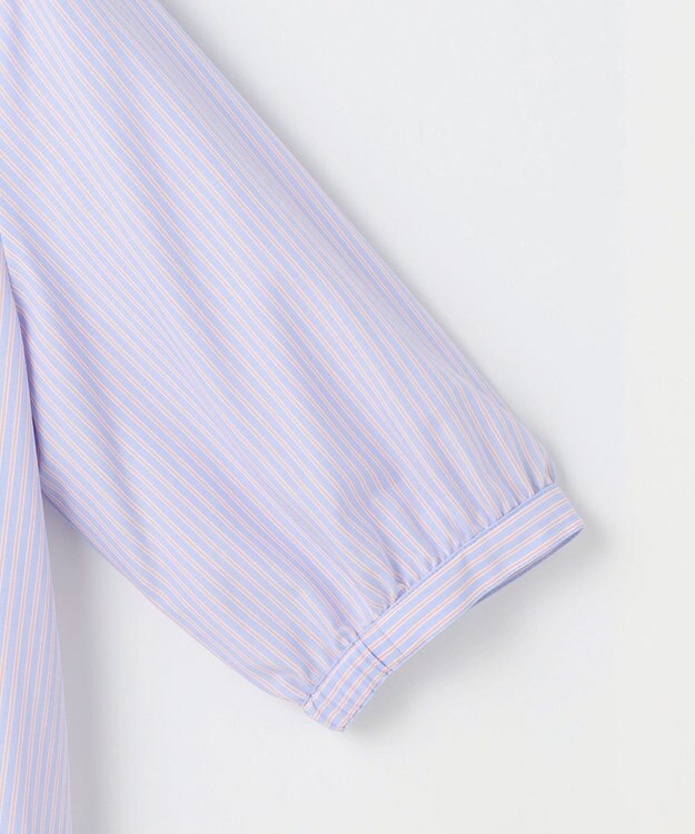 J.PRESS LADIES 【一枚で着映え】ソフトストライプ フリル襟 ブラウス サックスブルーストライプ系