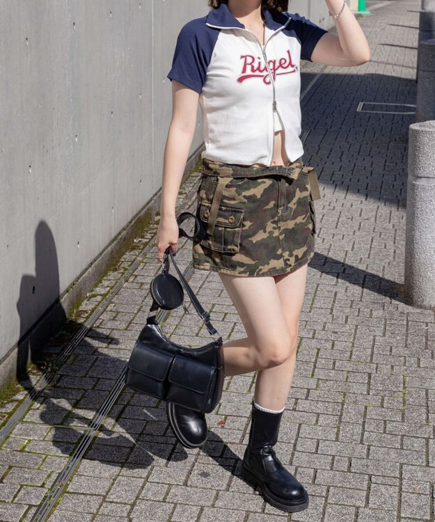 WEGO ダブルジップワッペンロゴラグランT ネイビー