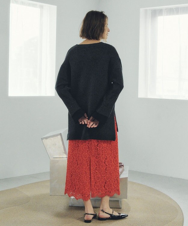 YECCA VECCA 袖レイヤードソフトニット Charcoal Gray