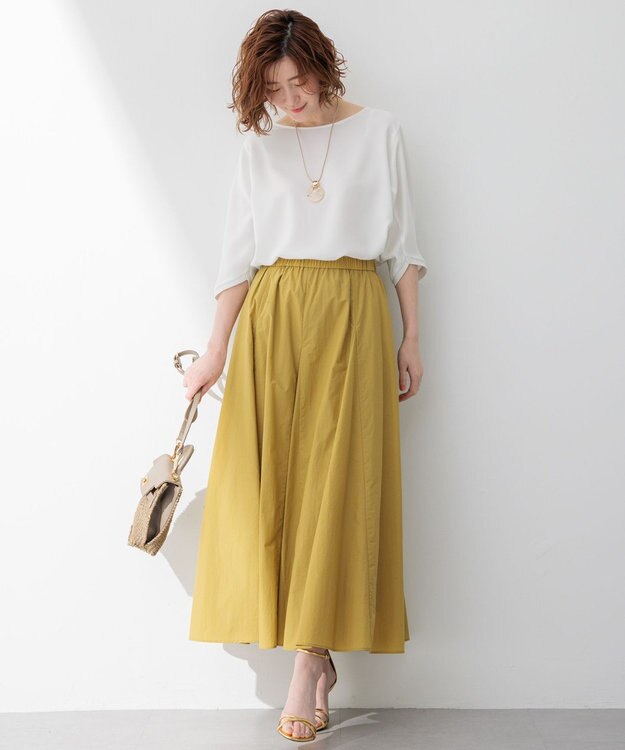 23区 【洗える】ストレッチジョーゼット フォルム カットソー ホワイト系