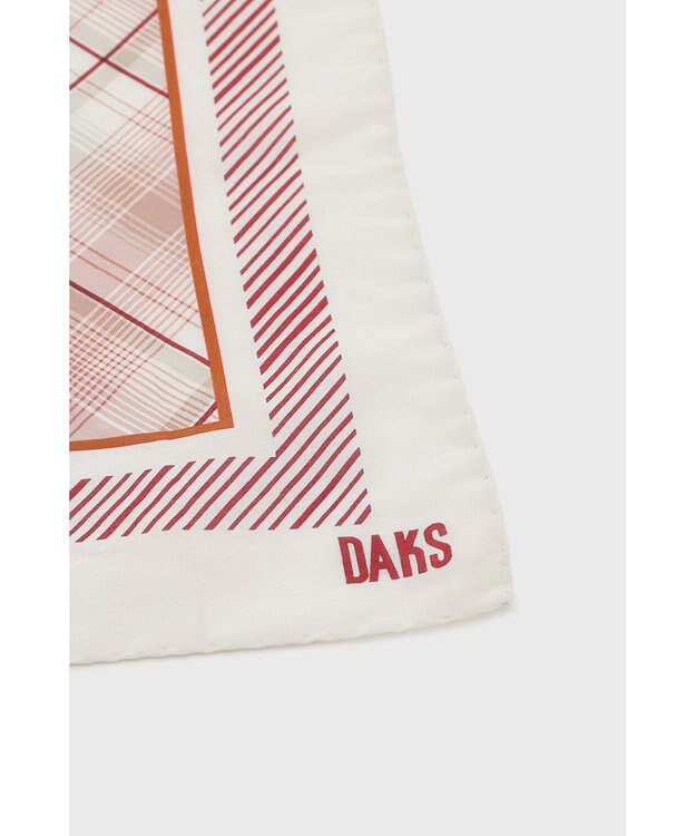 DAKS コットンシルク ヘリテージチェックプリント スカーフ オールドローズ
