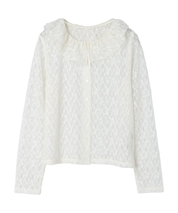 earth music&ecology ポコポコレースブラウス Ivory