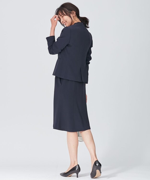 23区 トリアセダブルジョーゼット スカート ネイビー系