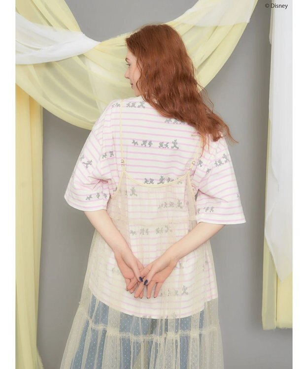 AMERICAN HOLIC 発砲プリントボーダーＴシャツ／Ｄｉｓｎｅｙ Border Pink