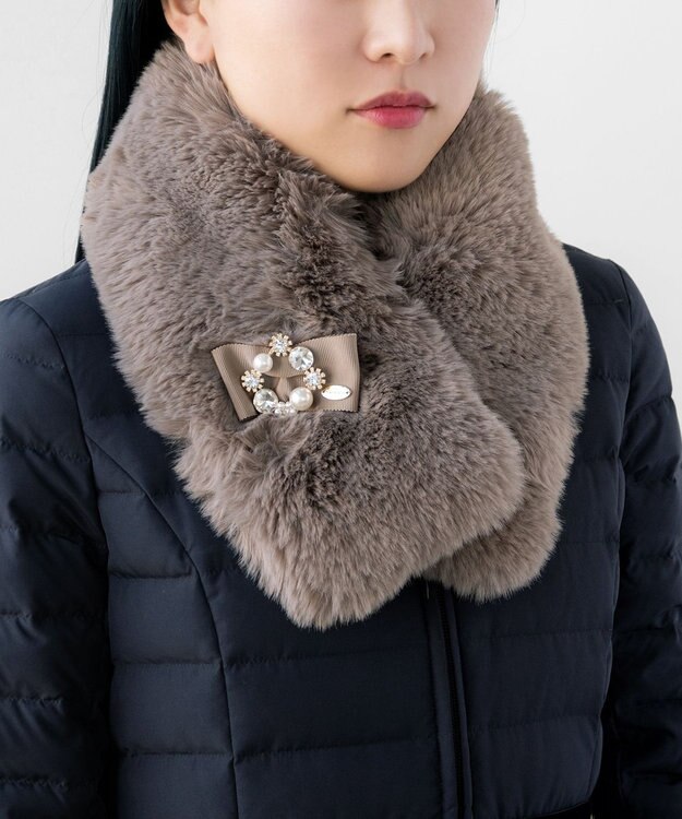 TOCCA BIJOUX FUR TIPPET ティペット ライトグレー系