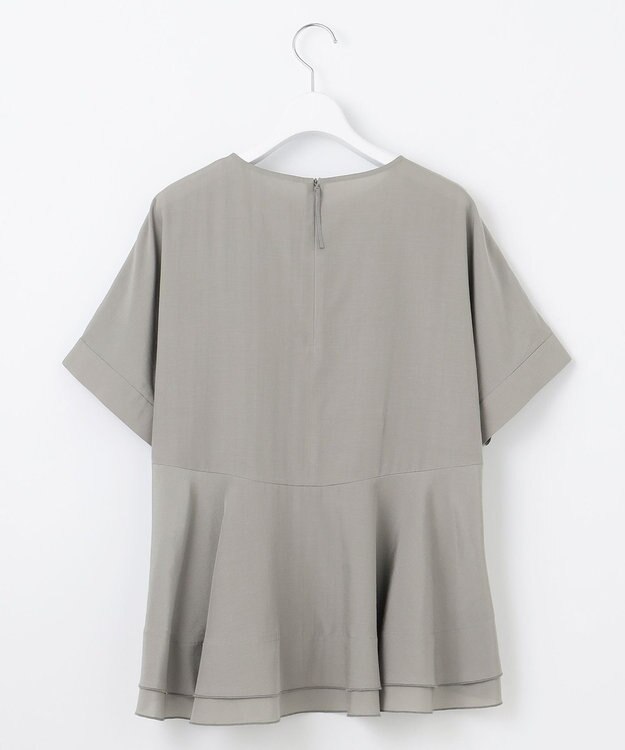 自由区 【洗える】ソフトリネンペプラム ブラウス グレー