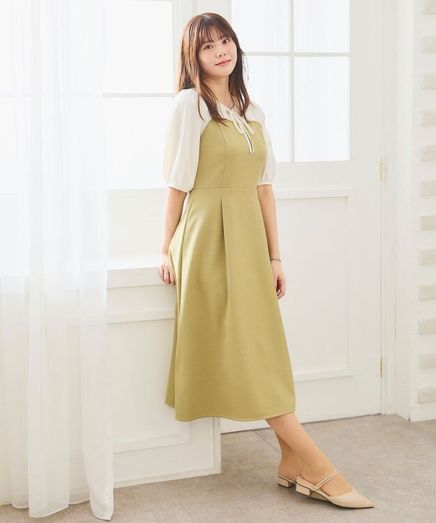 Feroux ドッキング見え ワンピース ベージュ系