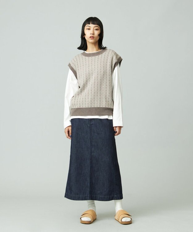 J.PRESS YORK STREET 【WOMEN】ソフトデニムスカート ネイビー系