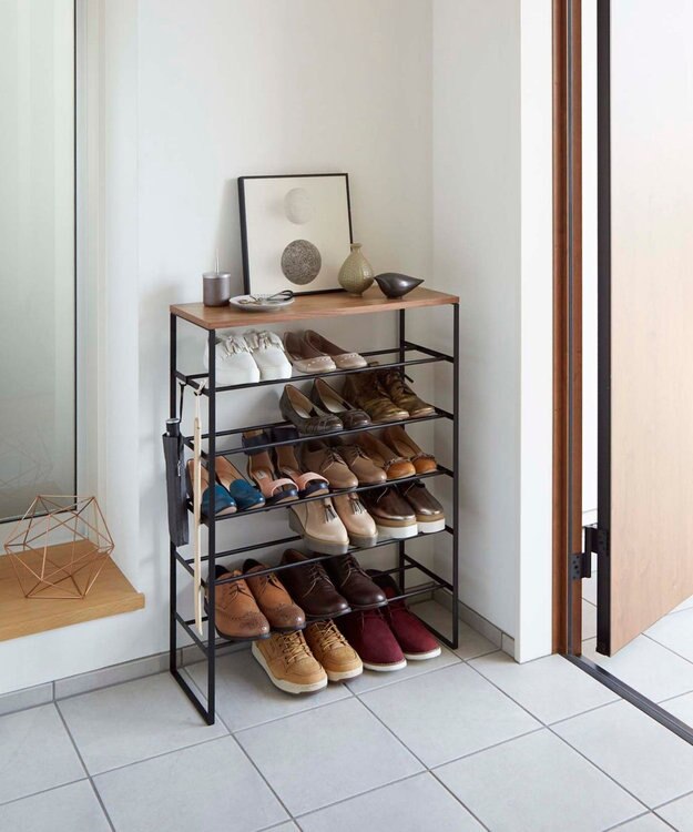 tower 天板付きシューズラック タワー 6段 ブラック ブラック