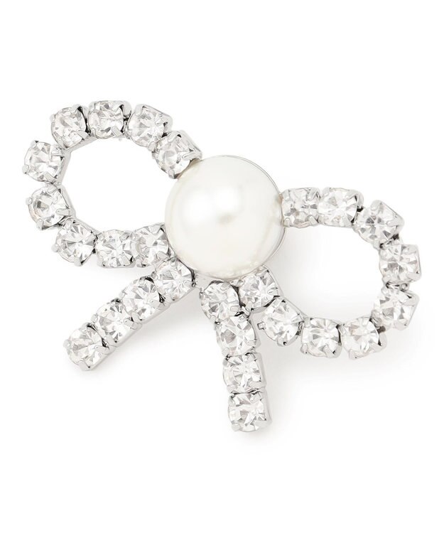 TOCCA 【百田夏菜子さん着用】【ブローチ取り外し可】BIJOUX RIBBON FURTIPPET ティペット ライトグレー系