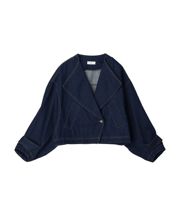 earth music&ecology ビッグカラーショートジャケット Dark Indigo