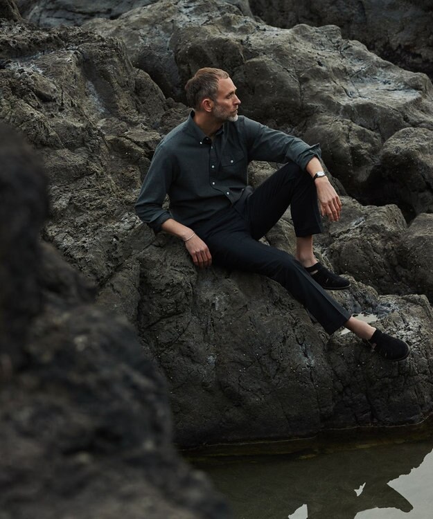 J.PRESS MEN 【HYBRID LINEN】ボタンダウンシャツ グレー系