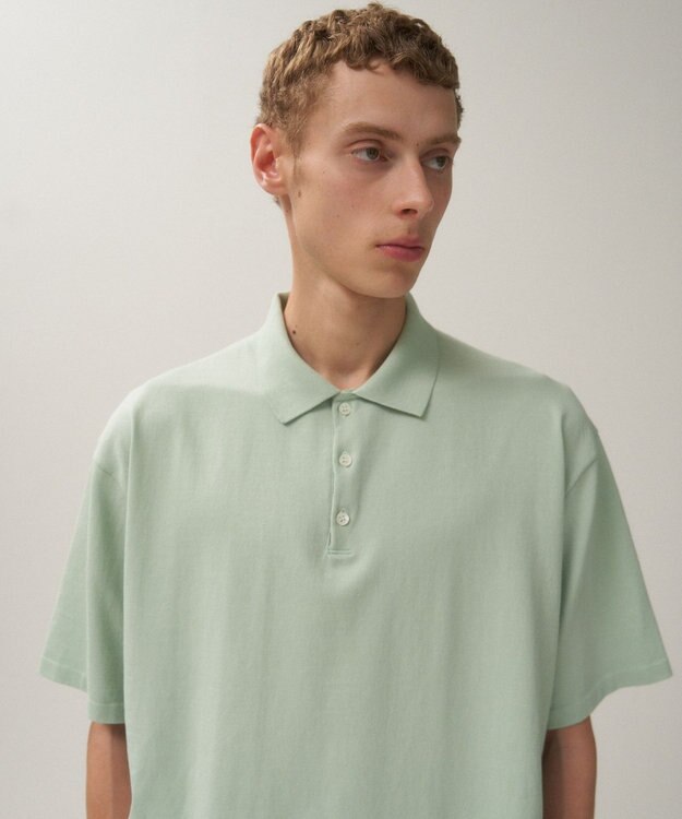 ATON FRESCA KNIT | ハーフスリーブポロセーター - UNISEX GREEN