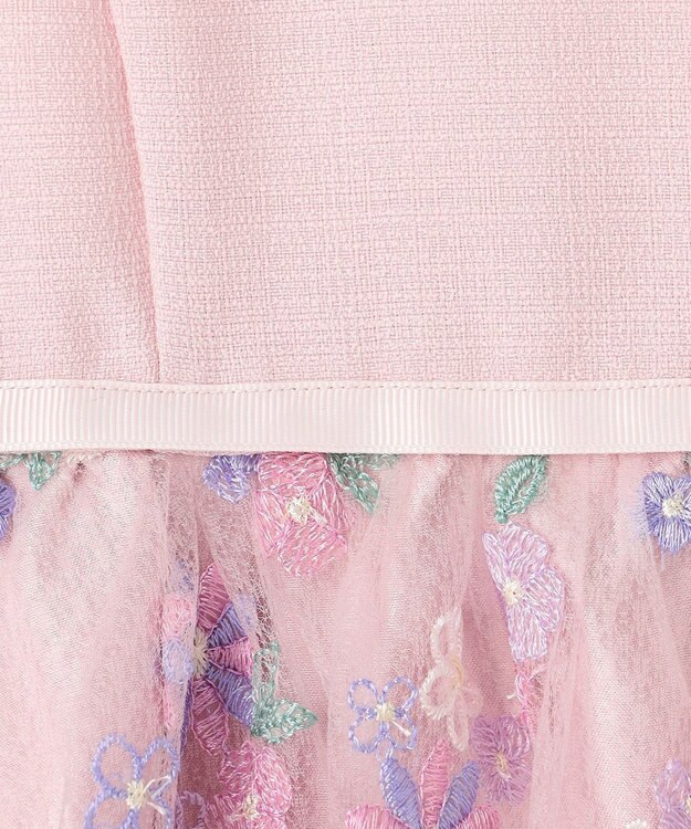 ANY KIDS 花柄刺繍ワンピース ピンク