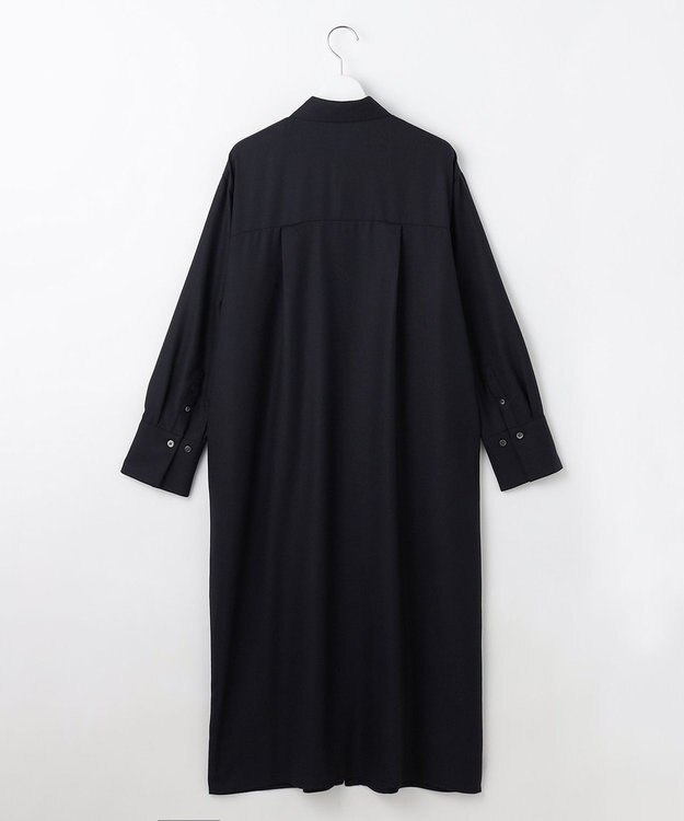 自由区 【洗える】ライトビエラシャツ ワンピース ネイビー