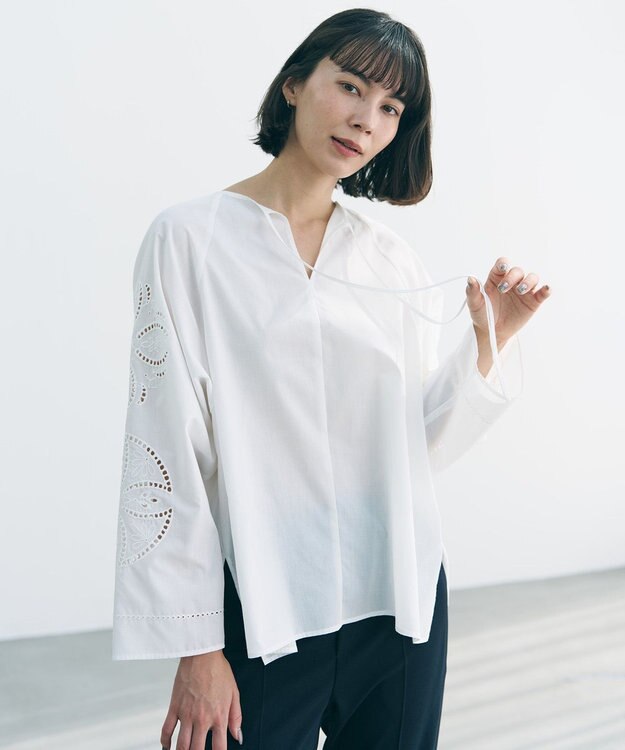 UNFILO L エンブロイダリー ブラウス オフ