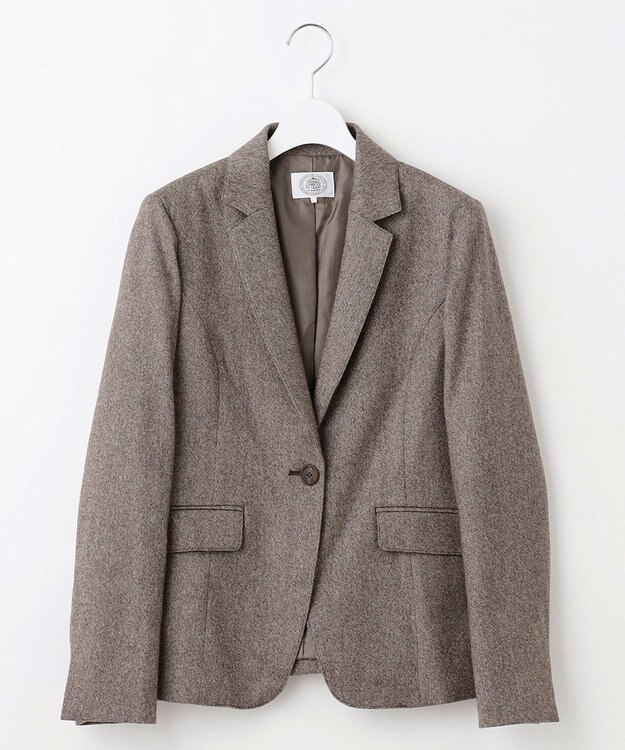 J.PRESS LADIES S 【セットアップ対応】ウールストレッチツイード テーラード ジャケット ダークブラウン系