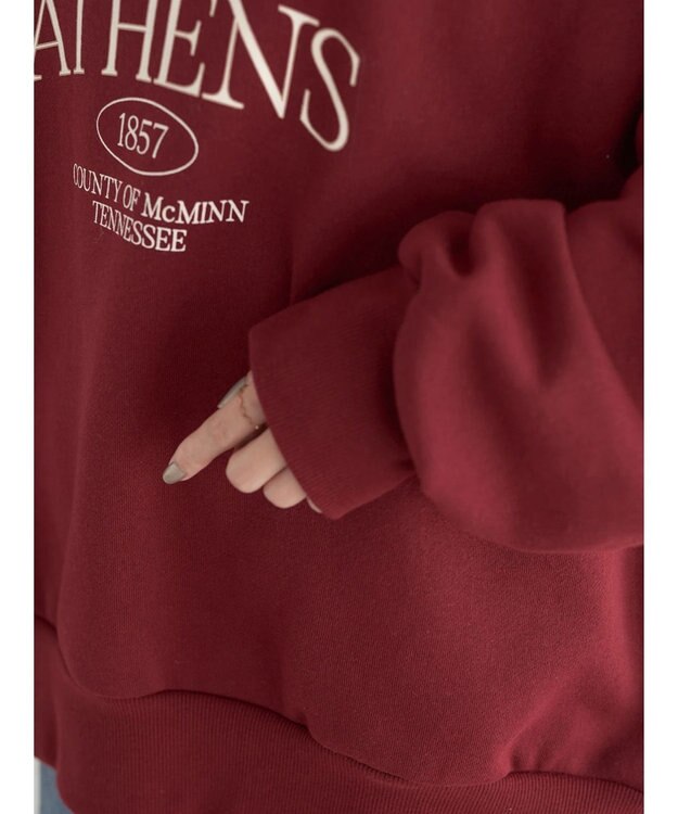 earth music&ecology ハーフジップロゴチュニック Burgundy