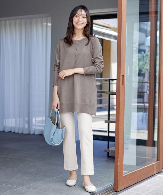 Tiaclasse 【安田美沙子さん着用・選べる2type・洗える】もちニットチュニック ボートネック：ブルー