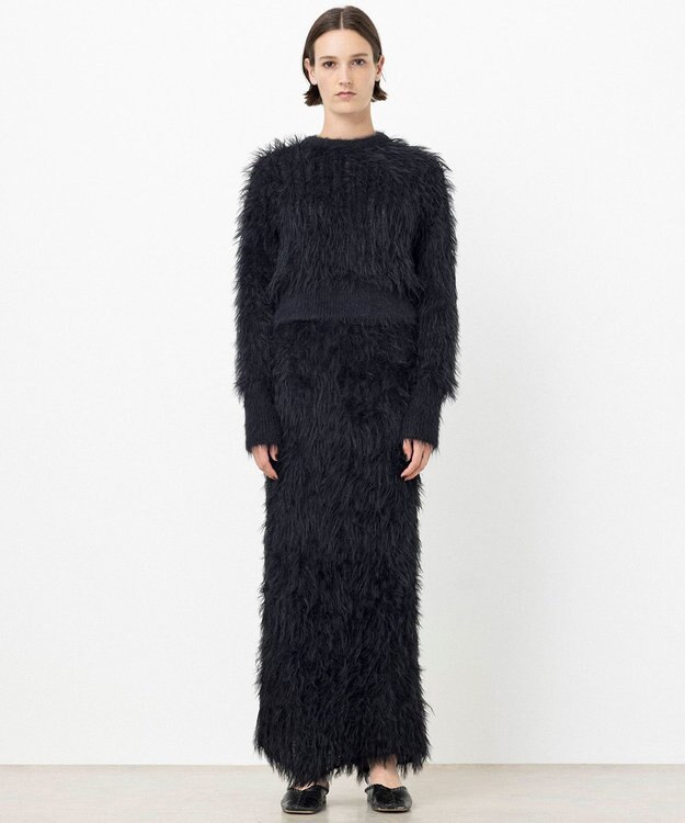 NAVE 【ReNAVE・洗える】メルティーシャギーニット プルオーバー ブラック系