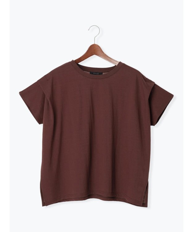 Te chichi 【接触冷感】ショルダータックTシャツ ブラウン