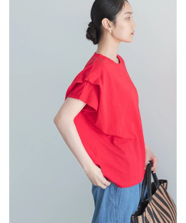Te chichi 【接触冷感】ショルダータックTシャツ レッド