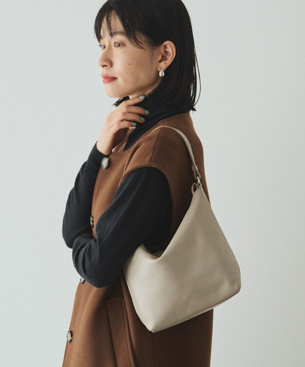 russet ソフトレザーシンプルショルダーバッグ (CE-1328-WEB) GrayBeige