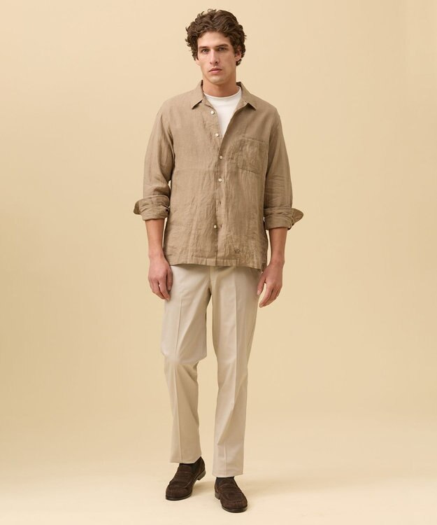 J.PRESS MEN 【LIBECO】リネンオープンカラー シャツ ベージュ系
