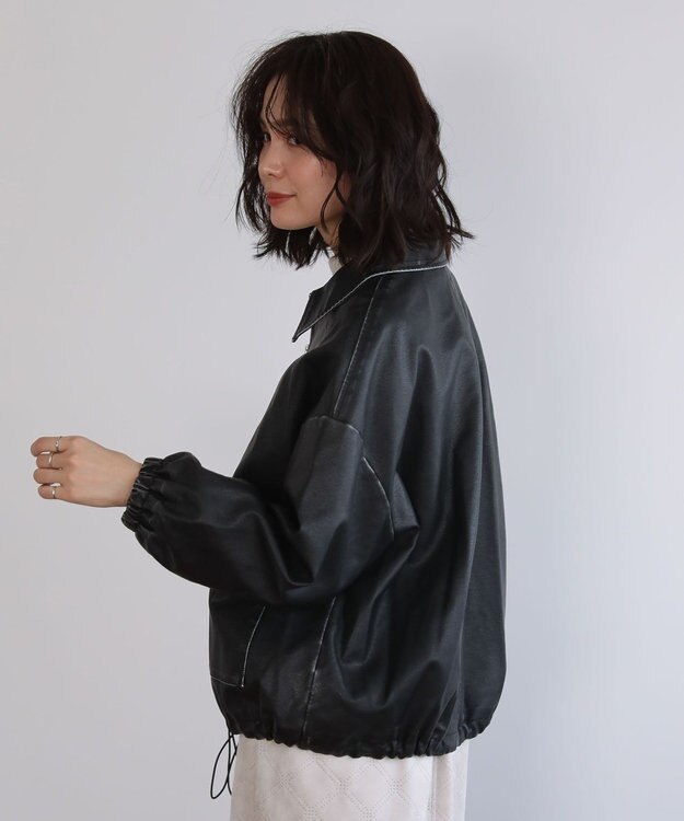 Green Parks ・ＥＬＥＮＣＡＲＥ　ＤＵＥ　フェイクレザーブルゾン Black