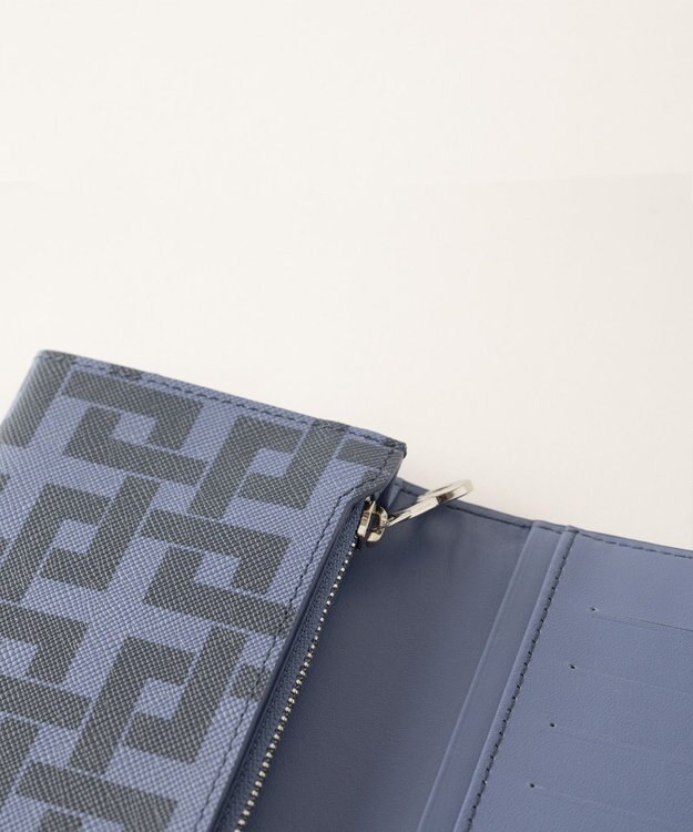 MIYABIYA La quoh with kirakaracho 角つなぎ プリントレザー 長財布 瑠璃紺（ネイビー）