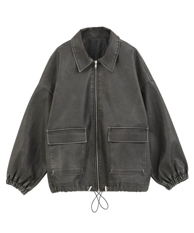 Green Parks ・ＥＬＥＮＣＡＲＥ　ＤＵＥ　フェイクレザーブルゾン Black