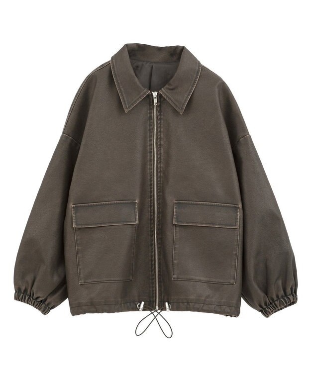 Green Parks ・ＥＬＥＮＣＡＲＥ　ＤＵＥ　フェイクレザーブルゾン Brown