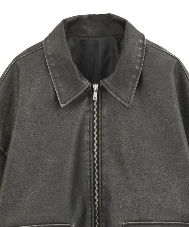 Green Parks ・ＥＬＥＮＣＡＲＥ　ＤＵＥ　フェイクレザーブルゾン Black