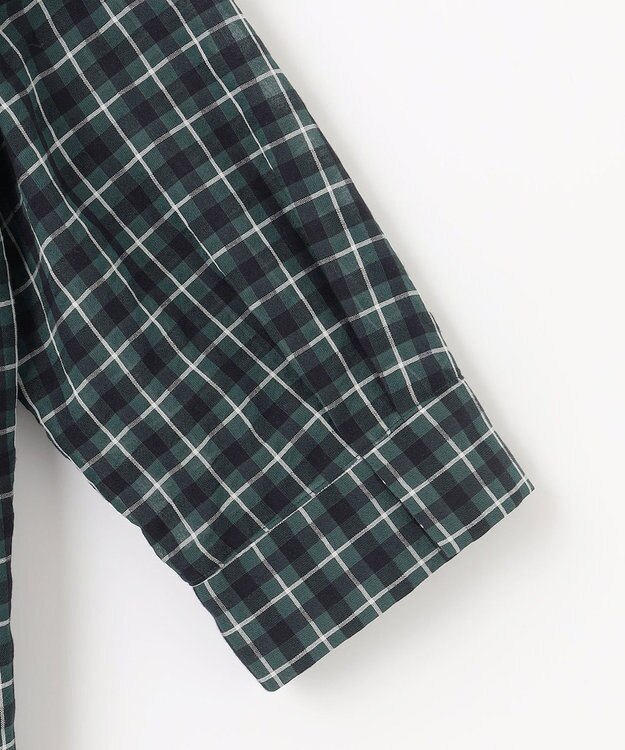 J.PRESS LADIES L シズルチェック バンドカラー カットソー ダークグリーン系