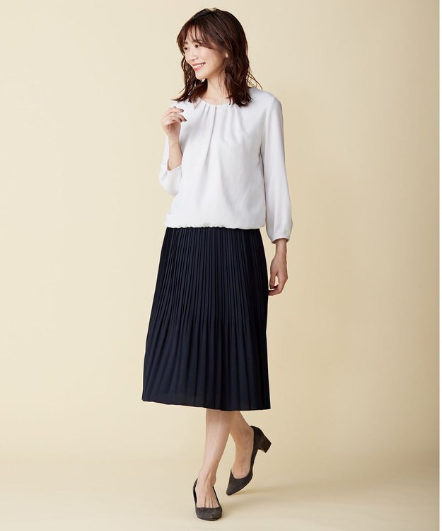 J.PRESS LADIES S ポリエステルツイル タックネック カットソー ライトグレー系