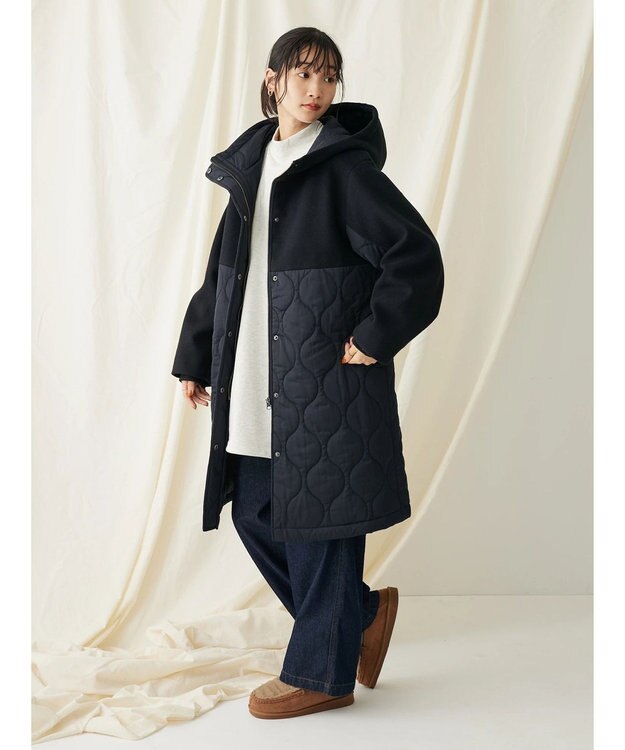 CRAFT STANDARD BOUTIQUE キルティング切替フードコート Black