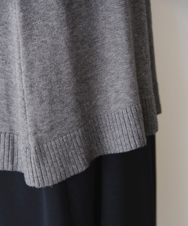 Tiaclasse 【洗える】ラウンドネックミドル丈ニットカーディガン チャコールグレー